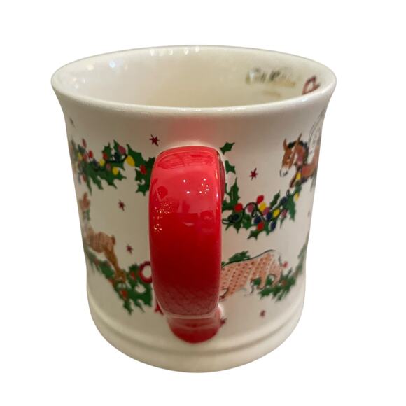 Set of 2 Cath Kidston CHRISTMAS Red Bow Animal Garland Mug Holiday Tea Cup New - Picture 13 of 15